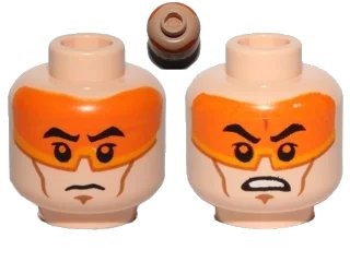 LEGO onderdeel Minifigure, Head Dual Sided Orange Visor, Black Eyebrows, Determined / Angry Pattern (SW Clone Pilot) (3626pb1225)
