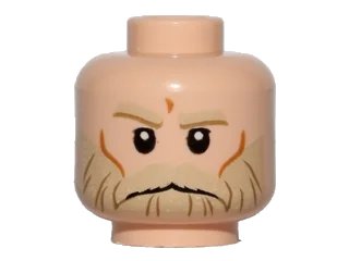 LEGO onderdeel Minifigure, Head Tan Eyebrows and Beard, Cheek Lines and Frown Pattern (SW Rebel Trooper) (3626pb1365)