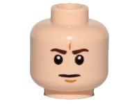 LEGO part Minifigure, Head Dark Brown Eyebrows, Medium Nougat Chin Dimple, Furrowed Brow, Neutral Pattern 3626pb1367