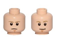 LEGO part Minifigure, Head Dual Sided Dark Tan Eyebrows, Chin Dimple, White Pupils, Stern / Smile Pattern (SW Luke Skywalker) 3626pb1414