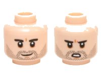 LEGO part Minifigure, Head Dual Sided Black Eyebrows, Black Stubble, White Pupils Smiling / Open Mouth Scowling Pattern (SW Poe Dameron) 3626pb1428