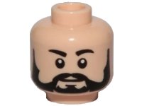 LEGO onderdeel Minifigure, Head Beard Black Full, Black Eyebrows, White Pupils Pattern 3626pb1468