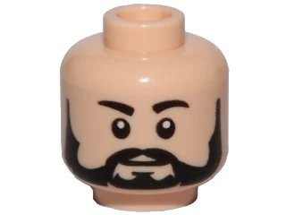 LEGO onderdeel Minifigure, Head Beard Black Full, Black Eyebrows, White Pupils Pattern (3626pb1468)