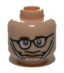 LEGO onderdeel Minifigure, Head Glasses with Crooked Eyeglasses, Brown Eyebrows, Chin Strap Pattern (Ghostbusters Tully) (3626pb1473)