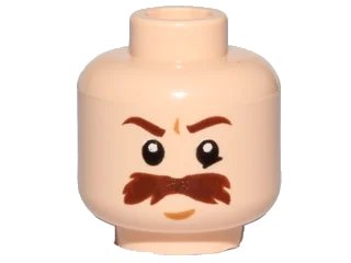 LEGO onderdeel Minifigure, Head Moustache Brown Bushy Large, Brown Eyebrows, White Pupils Pattern (SW Trooper) (3626pb1493)