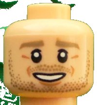 LEGO onderdeel Minifigure, Head Dark Tan Eyebrows, Beard Stubble, White Pupils, Chin Dimple, Open Smile Pattern (André Schürrle) 3626pb1604