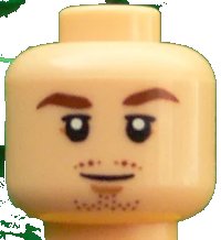 LEGO onderdeel Minifigure, Head Reddish Brown Eyebrows, Chin and Moustache Stubble, White Pupils Pattern (Mario Götze) 3626pb1609
