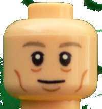 LEGO part Minifigure, Head Dark Tan Eyebrows, White Pupils, Eye Bags, Chin Dimple and Cheek Lines Pattern (Toni Kroos) 3626pb1610