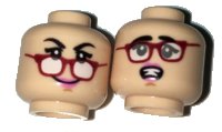 LEGO onderdeel Minifigure, Head Dual Sided Female Black Eyebrows, Red Glasses and Pink Lips, Fallen Glasses / Scared Pattern 3626pb1649