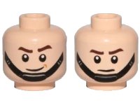 LEGO part Minifigure, Head Dual Sided SW Brown Eyebrows, Black Chin Strap, Smile / Frown Pattern 3626pb1655