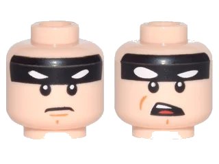 LEGO onderdeel Minifigure, Head Dual Sided Black Headband with Squinted Batman Eyes, Stern / Open Mouth Angry Pattern (3626pb1695)