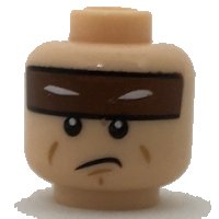 LEGO part Minifigure, Head Reddish Brown Headband with Squinted Batman Eyes, Sad Mouth Pattern 3626pb1710