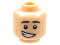 LEGO onderdeel Minifigure, Head Black Eyebrows, Reddish Brown Dimples, Lopsided Open Mouth Grin Pattern 3626pb1717
