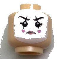 LEGO onderdeel Minifigure, Head White Face Paint, Black Lines Through Eyebrows and Eyes, Bright Pink Hearts on Cheeks Pattern 3626pb1720