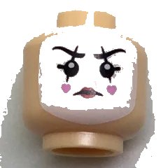 LEGO onderdeel Minifigure, Head White Face Paint, Black Lines Through Eyebrows and Eyes, Bright Pink Hearts on Cheeks Pattern (3626pb1720)