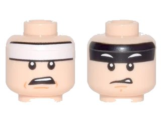 LEGO onderdeel Minifigure, Head Dual Sided White Headband and Worried / Black Headband and Squinted Batman Eyes, Disgusted Pattern (Batman) (3626pb1740)