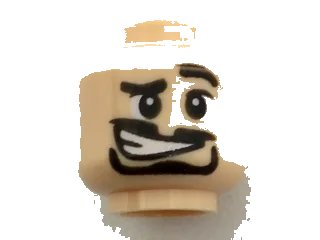 LEGO onderdeel Minifigure, Head Black Eyebrows, Left Raised Eyebrow, Black Goatee, White Eyes with Black Pupils, Crooked Grin Pattern (3626pb1849)
