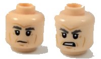 LEGO onderdeel Minifigure, Head Dual Sided Thick Gray Eyebrows, Cheek Lines, White Pupils, Neutral / Angry Pattern (Han Solo) 3626pb1855