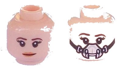 LEGO onderdeel Minifigure, Head Dual Sided Female Brown Eyebrows, Red Lips, Smile / Breathing Mask Pattern (SW Princess Leia) (3626pb1920)
