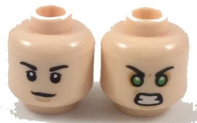 LEGO onderdeel Minifigure, Head Dual Sided Black Eyebrows, Neutral / Green Eyes Angry Pattern (3626pb1941)