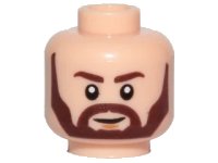 LEGO part Minifigure, Head Beard with Dark Brown Eyebrows, Angular Beard, Smile and White Pupils Pattern 3626pb1969