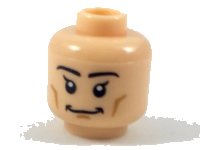 LEGO onderdeel Minifigure, Head Black Eyebrows and Eyes with Single Eyelashes, Broad Grin Pattern 3626pb1987