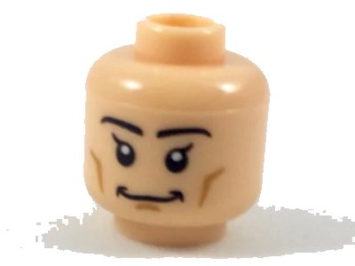 LEGO onderdeel Minifigure, Head Black Eyebrows and Eyes with Single Eyelashes, Broad Grin Pattern (3626pb1987)