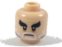 LEGO part Minifigure, Head Black Bushy Eyebrows, White Moustache and Beard with Gray Pattern 3626pb1988
