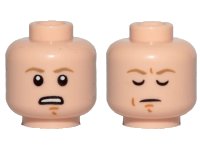 LEGO onderdeel Minifigure, Head Dual Sided Dark Tan Eyebrows, Chin Dimple, Concerned / Closed Eyes, Meditating Pattern (SW Luke Skywalker) 3626pb2107