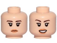 LEGO part Minifigure, Head Dual Sided Female Dark Brown Eyebrows, Orange Lips, Neutral / Smile Pattern 3626pb2109