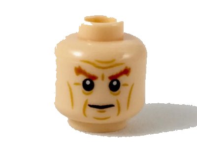 LEGO onderdeel Minifigure, Head Dark Orange Bushy Eyebrows, Medium Nougat Facial Lines Pattern - Hollow Stud (3626pb2223)