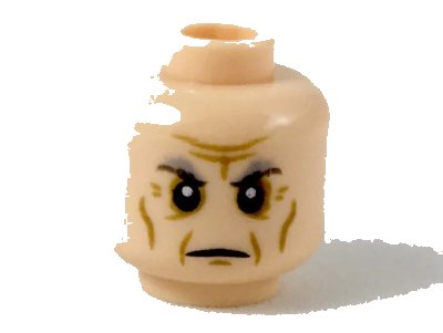 LEGO onderdeel Minifigure, Head Dark and Light Bluish Gray Eyebrows, Dark Tan Facial Lines Pattern - Hollow Stud (3626pb2224)