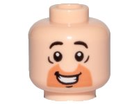LEGO part Minifigure, Head Orange Cut Half Circle Beard, Black Eyebrows, Open Mouth, Smile, Teeth Pattern (Fred Flintstone) - Hollow Stud 3626pb2339