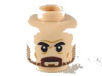 LEGO part Minifigure, Head Furrowed Brow, Black Eyebrows, Dark Brown Beard and Stubble Pattern - Hollow Stud 3626pb2389