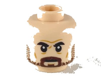 LEGO onderdeel Minifigure, Head Furrowed Brow, Black Eyebrows, Dark Brown Beard and Stubble Pattern - Hollow Stud (3626pb2389)