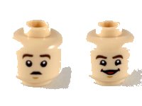 LEGO part Minifigure, Head Dual Sided Dark Brown Eyebrows, Worried / Smiling with Red Tongue Pattern - Hollow Stud 3626pb2390