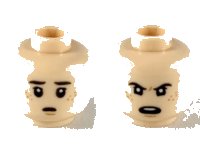 LEGO onderdeel Minifigure, Head Dual Sided Child Dark Brown Eyebrows, Dark Orange Freckles, Worried / Angry Pattern - Hollow Stud 3626pb2391