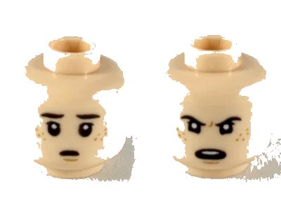 LEGO onderdeel Minifigure, Head Dual Sided Child Dark Brown Eyebrows, Dark Orange Freckles, Worried / Angry Pattern - Hollow Stud (3626pb2391)