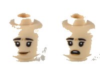 LEGO part Minifigure, Head Dual Sided Female Black Eyebrows, Peach Lips, Worried Smile / Surprised Pattern - Hollow Stud 3626pb2392