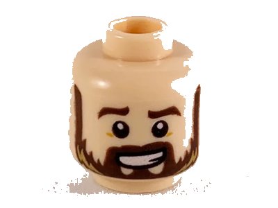 LEGO onderdeel Minifigure, Head Dark Brown Eyebrows and Beard with Dark Tan Highlights Pattern - Hollow Stud (3626pb2448)