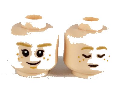 LEGO onderdeel Minifigure, Head Dual Sided Child, Dark Tan Eyebrows, Dark Orange Freckles, Smile / Asleep Pattern - Hollow Stud (3626pb2481)