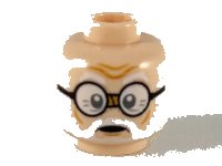 LEGO part Minifigure, Head White Eyebrows and Beard, Round Black Glasses Pattern - Hollow Stud 3626pb2482