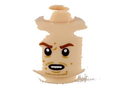 LEGO onderdeel Minifigure, Head Reddish Brown Eyebrows, Dark Orange Spots, Medium Nougat Goatee Stubble Pattern - Hollow Stud (3626pb2483)