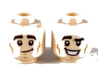 LEGO part Minifigure, Head Dual Sided Black Eyebrows, Lopsided Grin / Large Smile with Raised Right Eyebrow Pattern - Hollow Stud 3626pb2499