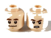 LEGO part Minifigure, Head Dual Sided Dark Brown Eyebrows, Neutral / Confused with Lowered Left Eyebrow Pattern - Hollow Stud 3626pb2500