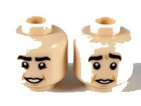 LEGO part Minifigure, Head Dual Sided Thick Black Eyebrows, Low Mouth, Smile / Worried Pattern - Hollow Stud 3626pb2501