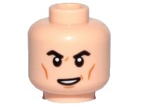 LEGO part Minifigure, Head Black Eyebrows, Medium Nougat Cheek Lines, Lopsided Open Mouth Pattern - Hollow Stud 3626pb2707