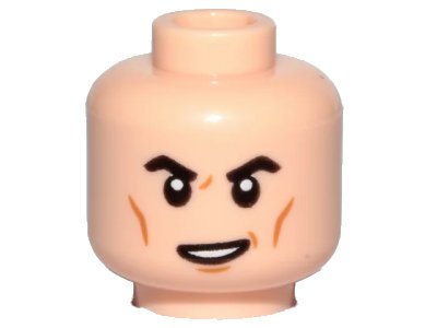LEGO onderdeel Minifigure, Head Black Eyebrows, Medium Nougat Cheek Lines, Lopsided Open Mouth Pattern - Hollow Stud (3626pb2707)