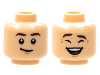 LEGO onderdeel Minifigure, Head Dual Sided, Dark Brown Eyebrows, Neutral / Laughing with Eyes Closed Pattern - Hollow Stud 3626pb2800