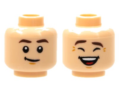 LEGO onderdeel Minifigure, Head Dual Sided, Dark Brown Eyebrows, Neutral / Laughing with Eyes Closed Pattern - Hollow Stud (3626pb2800)